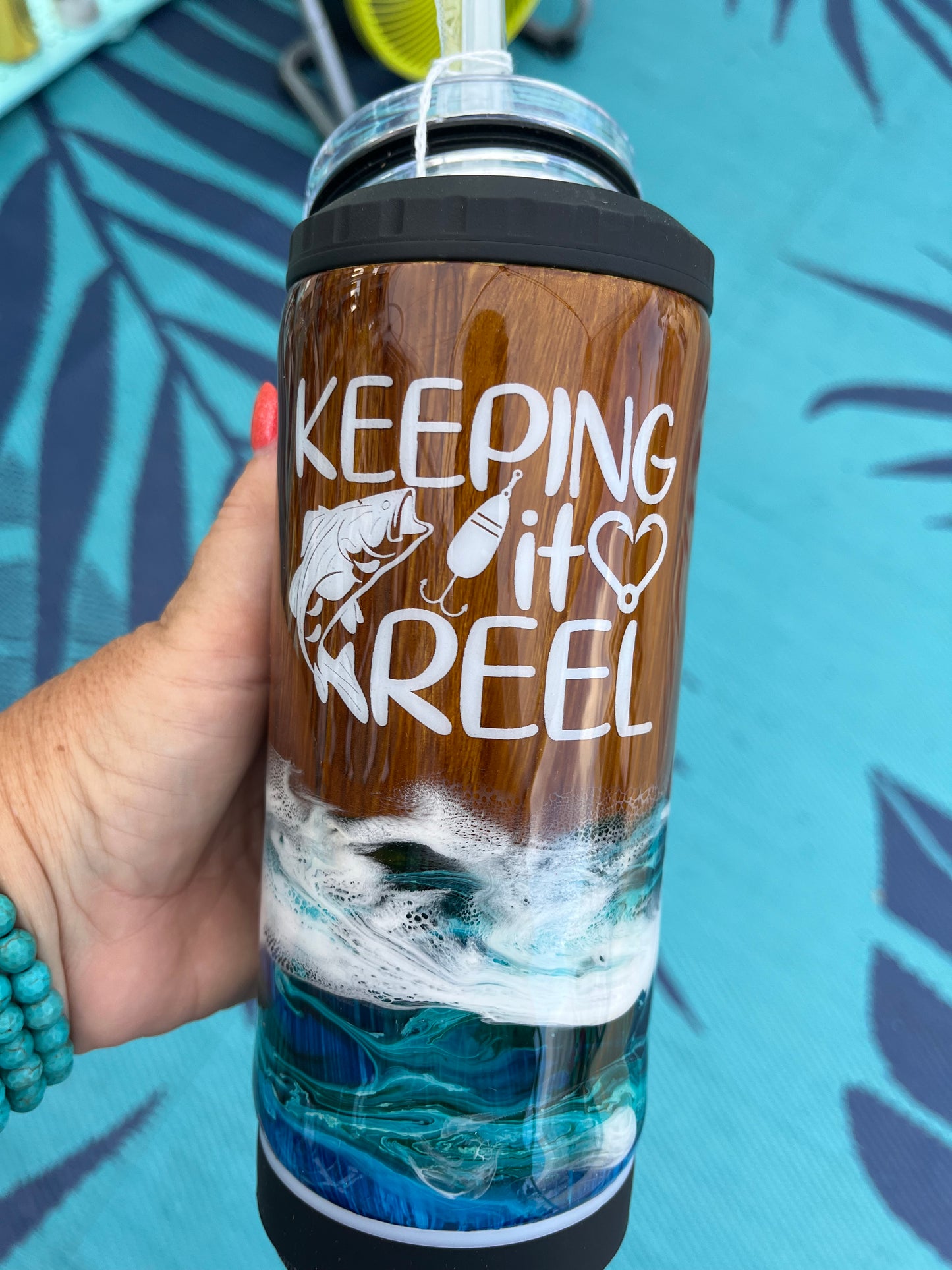Fishing ship wrecked epoxy tumbler
