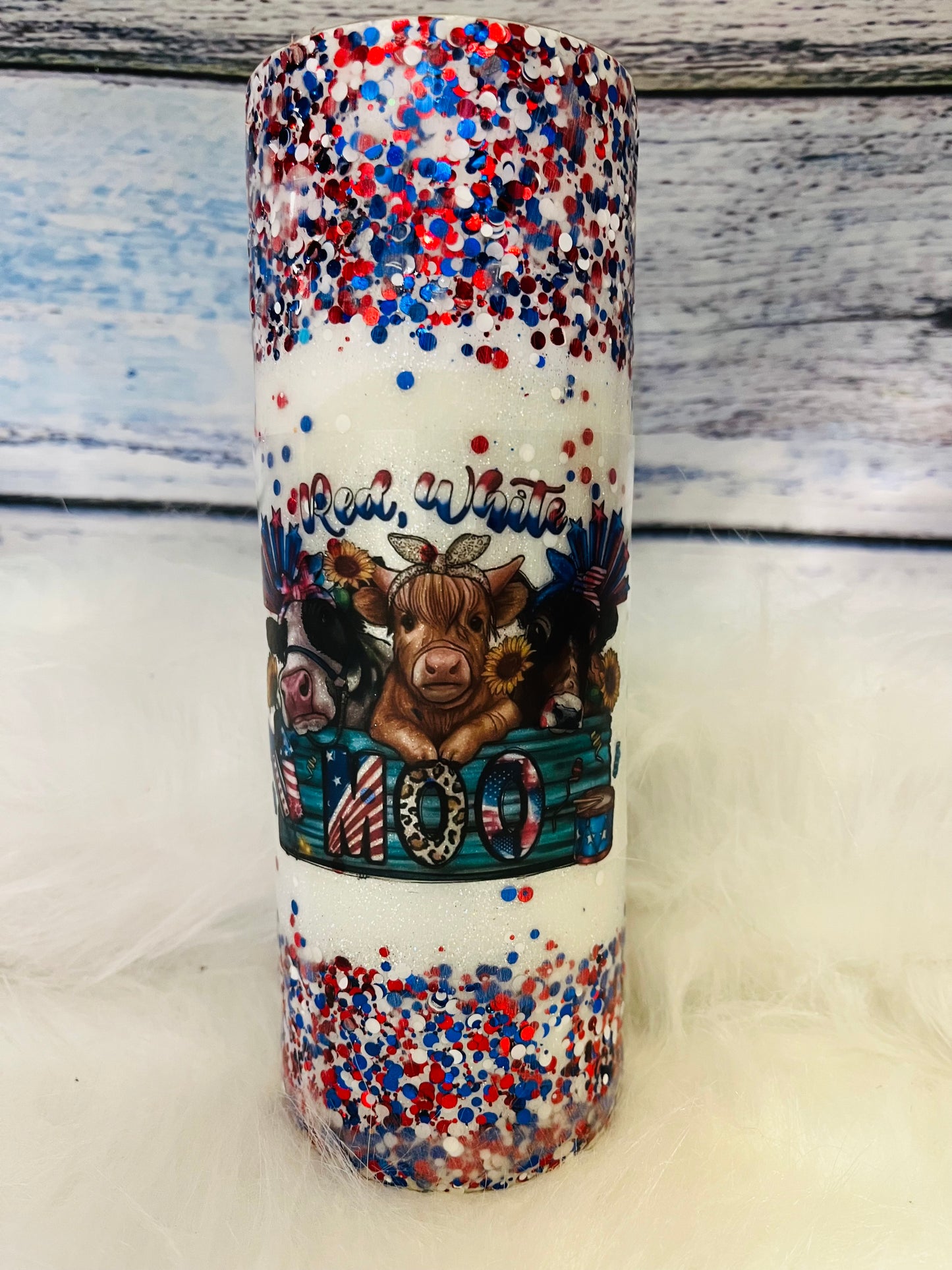 Patriotic #2 glitter epoxy tumbler