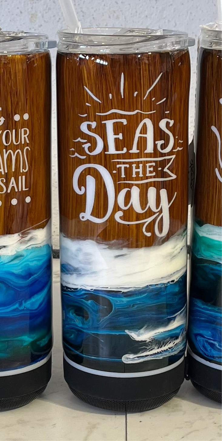 Seas the day ship (sun rays) wrecked epoxy tumbler