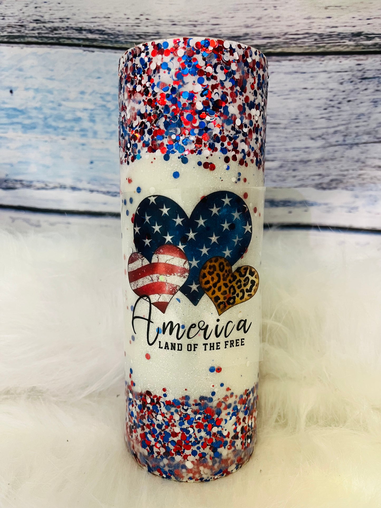 Patriotic glitter epoxy tumbler