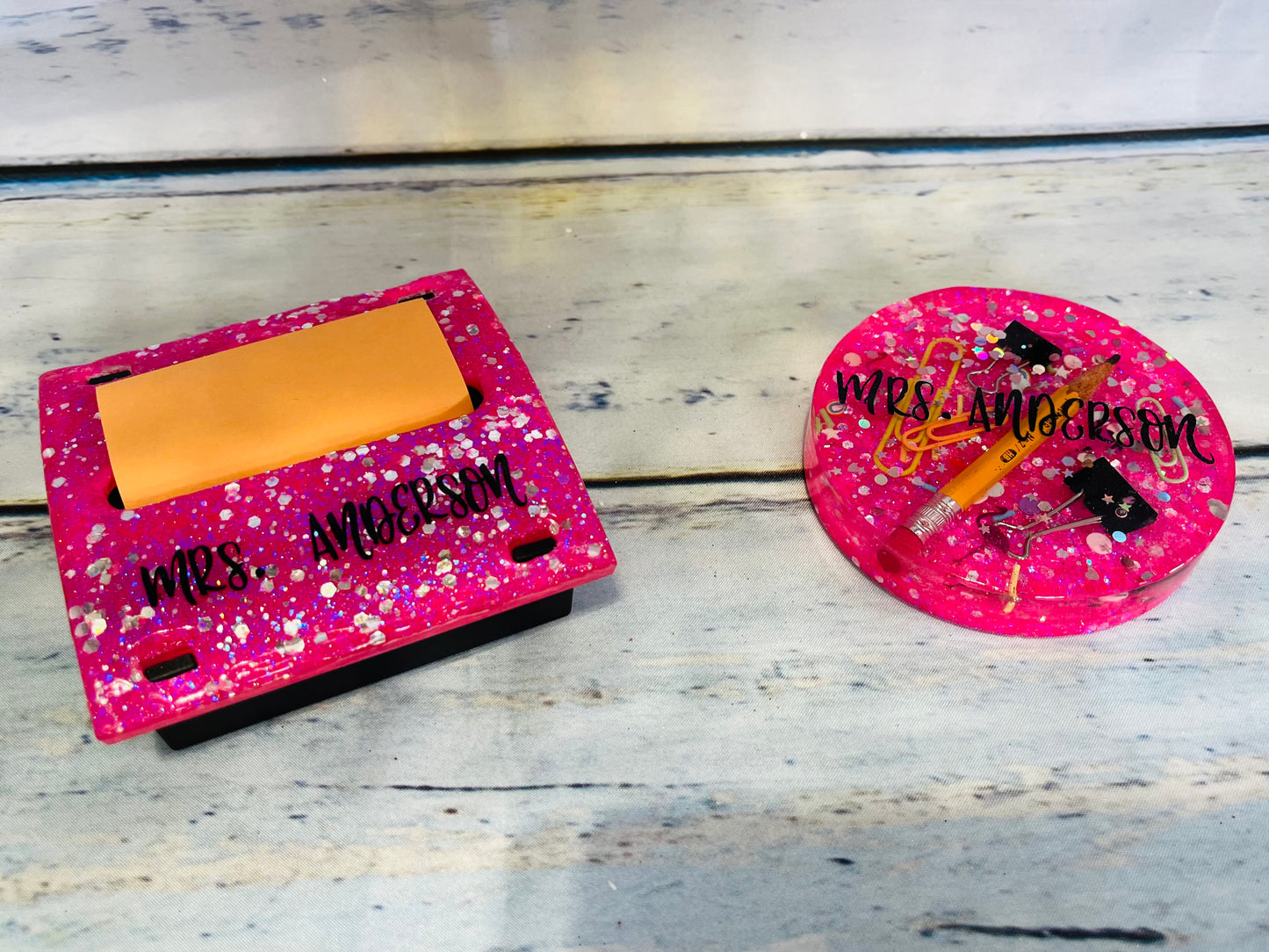 Custom glitter epoxy desk coaster