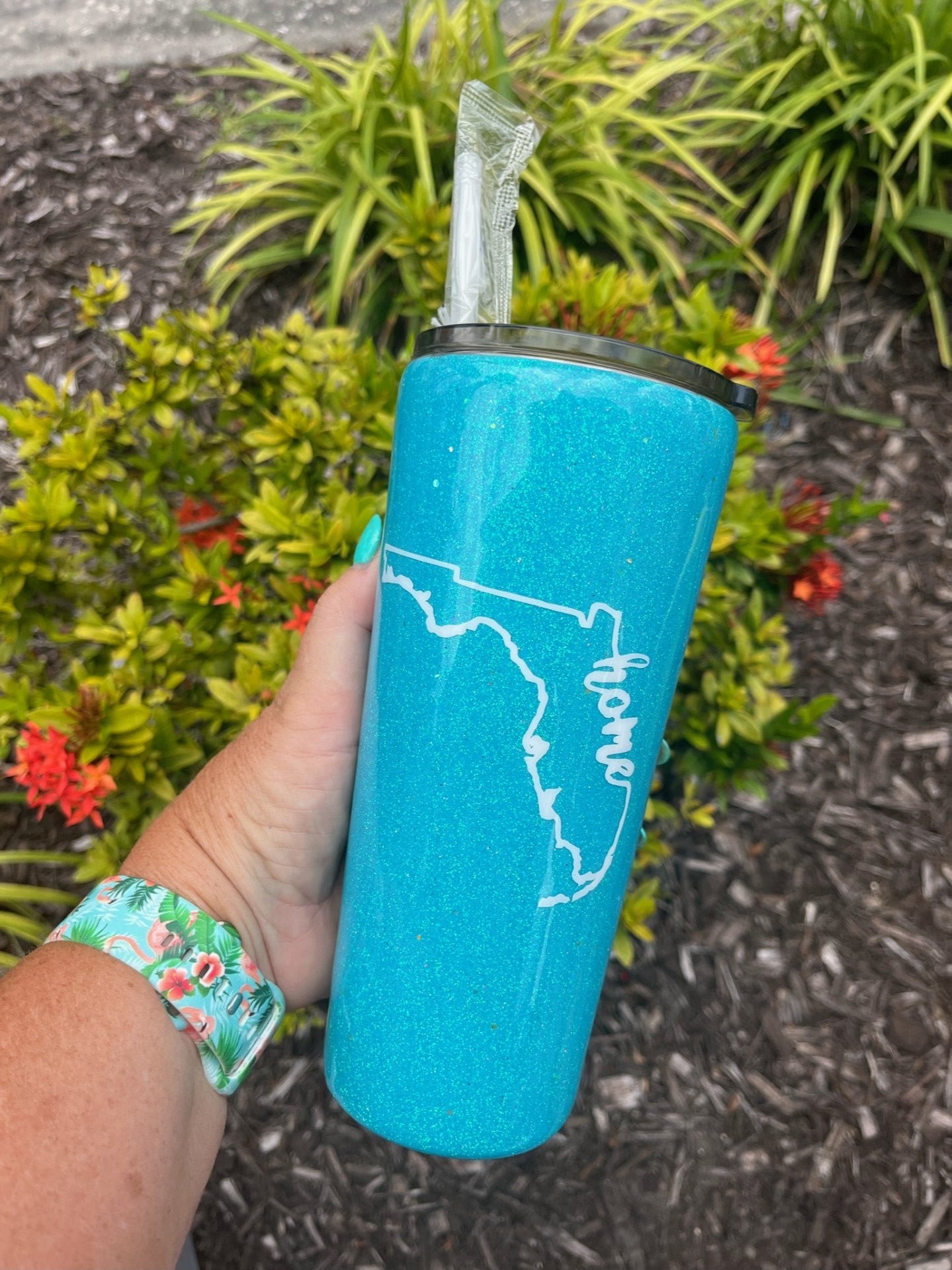 Florida Home glitter epoxy tumbler