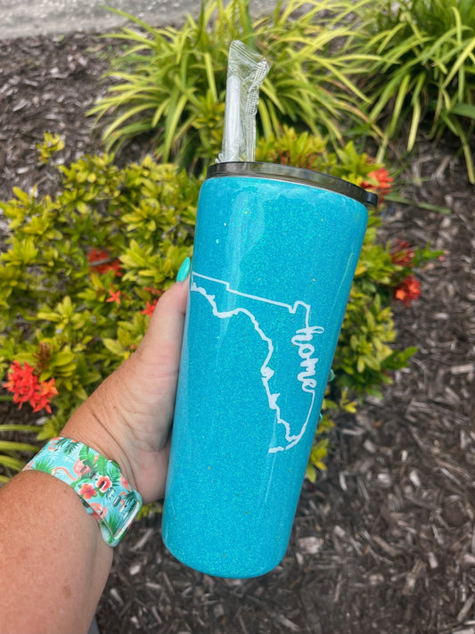 Florida Home glitter epoxy tumbler