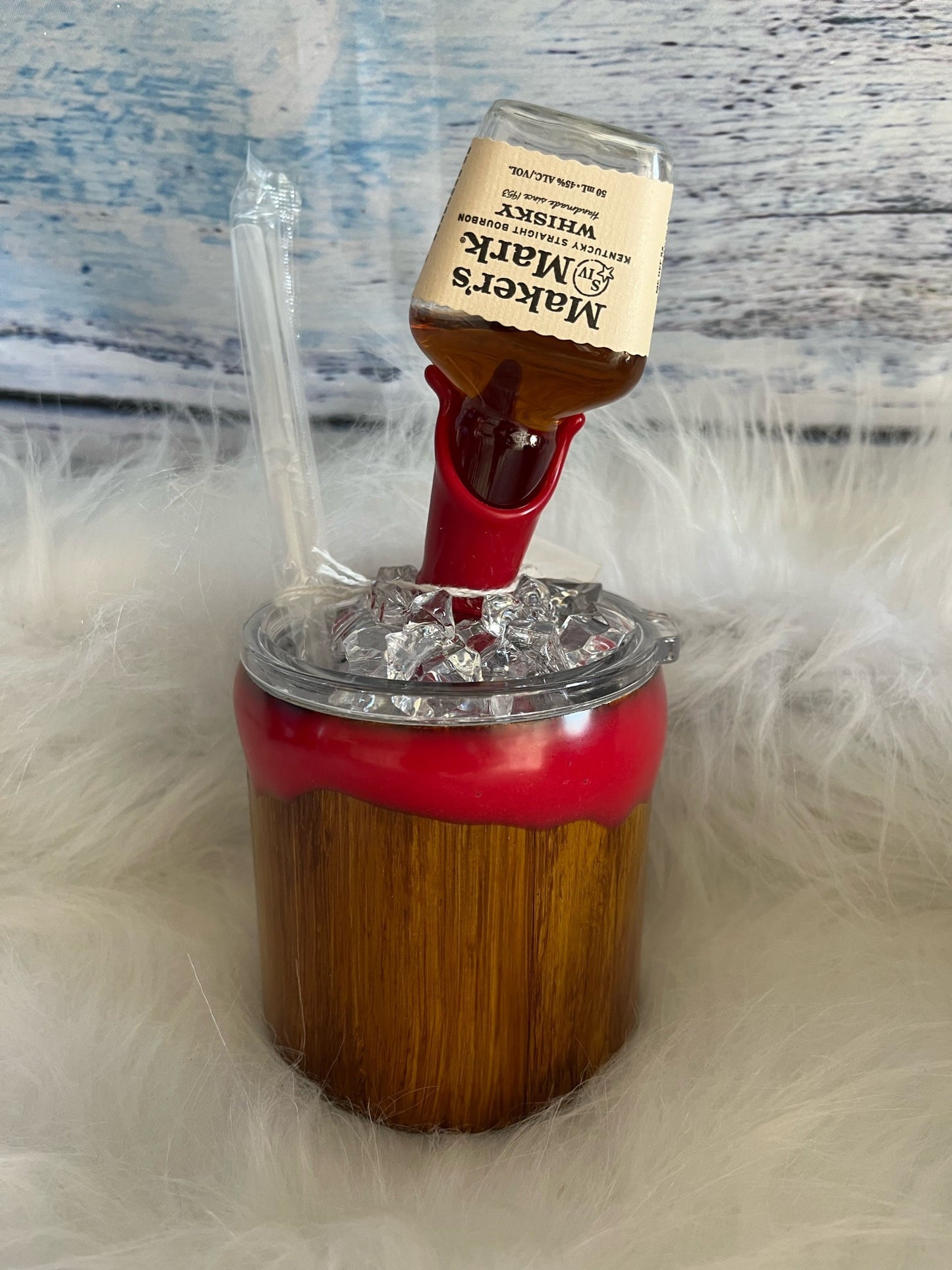 Maker's Mark whiskey topper epoxy tumbler