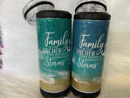 Family is the anchor glitter beach epoxy tumbler