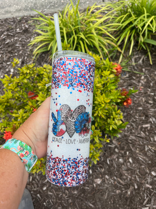 Patriotic #2 glitter epoxy tumbler