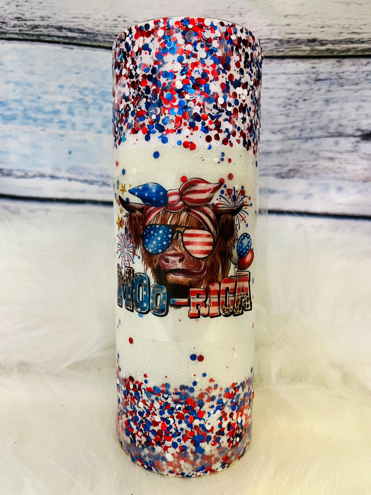 Patriotic glitter epoxy tumbler