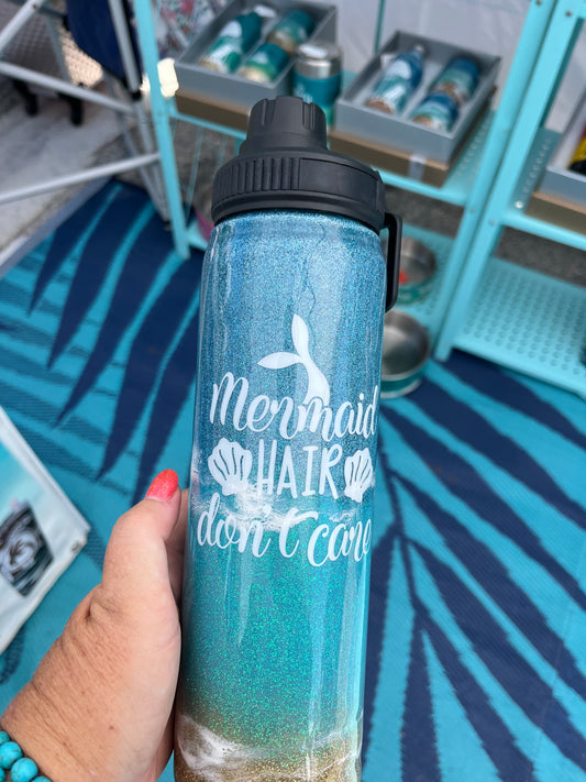 Mermaid #3 Glitter beach epoxy tumbler