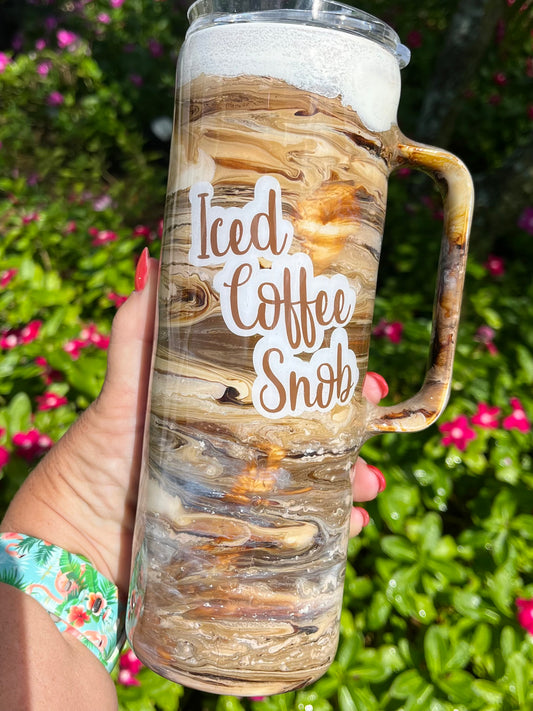 iced Coffee Snob with Handle epoxy tumbler