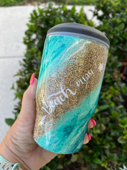 Milky Way style Glitter beach epoxy tumbler