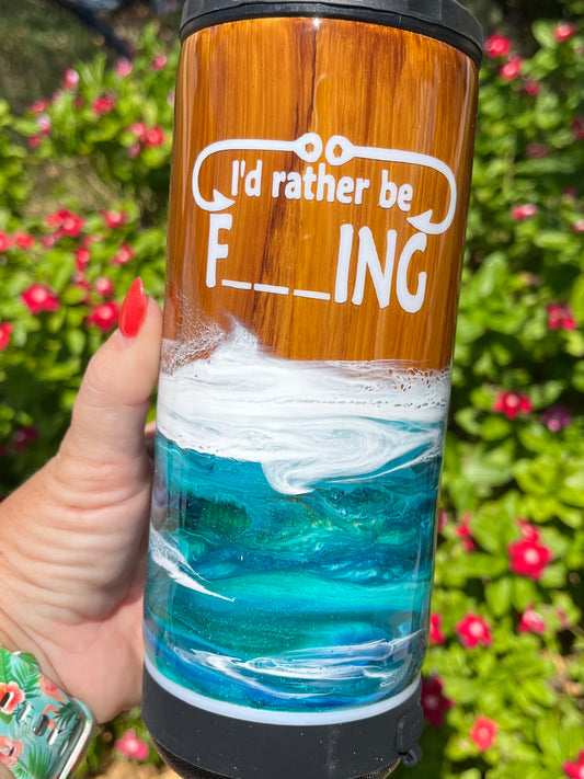 Fishing (snarky) ship wrecked epoxy tumbler