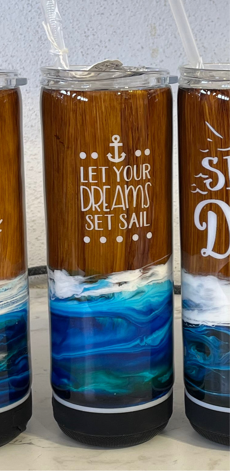 Let your dreams set sail shipwrecked epoxy tumbler