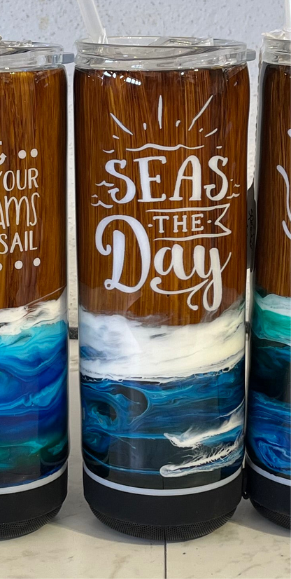 Seas the day ship (sun rays) wrecked epoxy tumbler