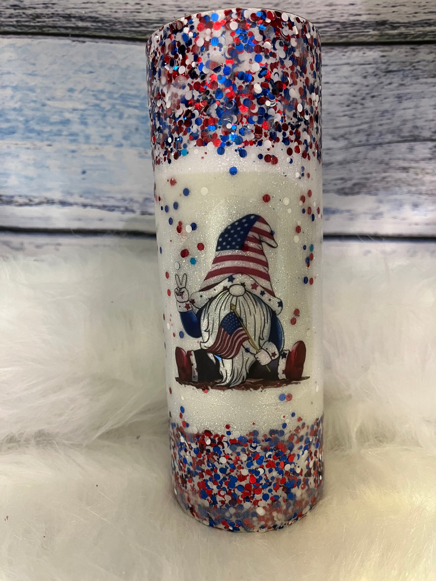 Patriotic #2 glitter epoxy tumbler