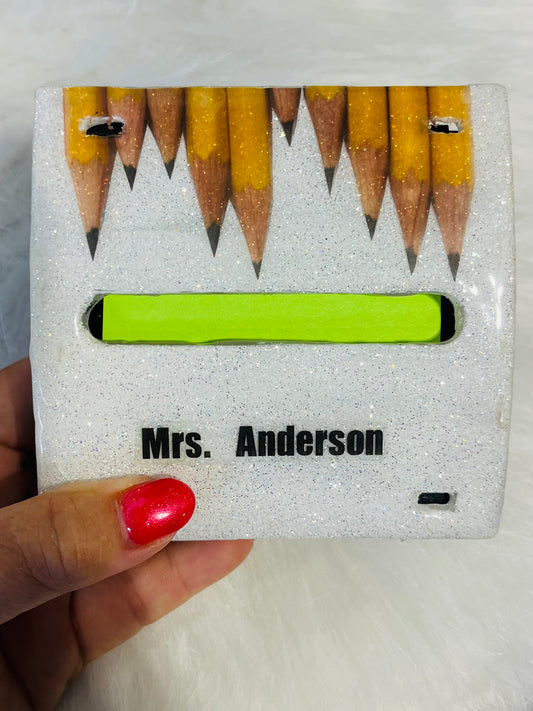 Custom pencil design epoxy note pad dispenser