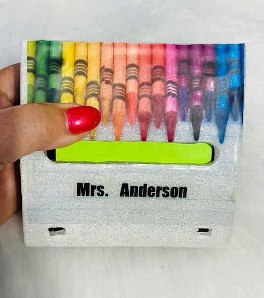 Custom  crayon design epoxy note pad dispenser