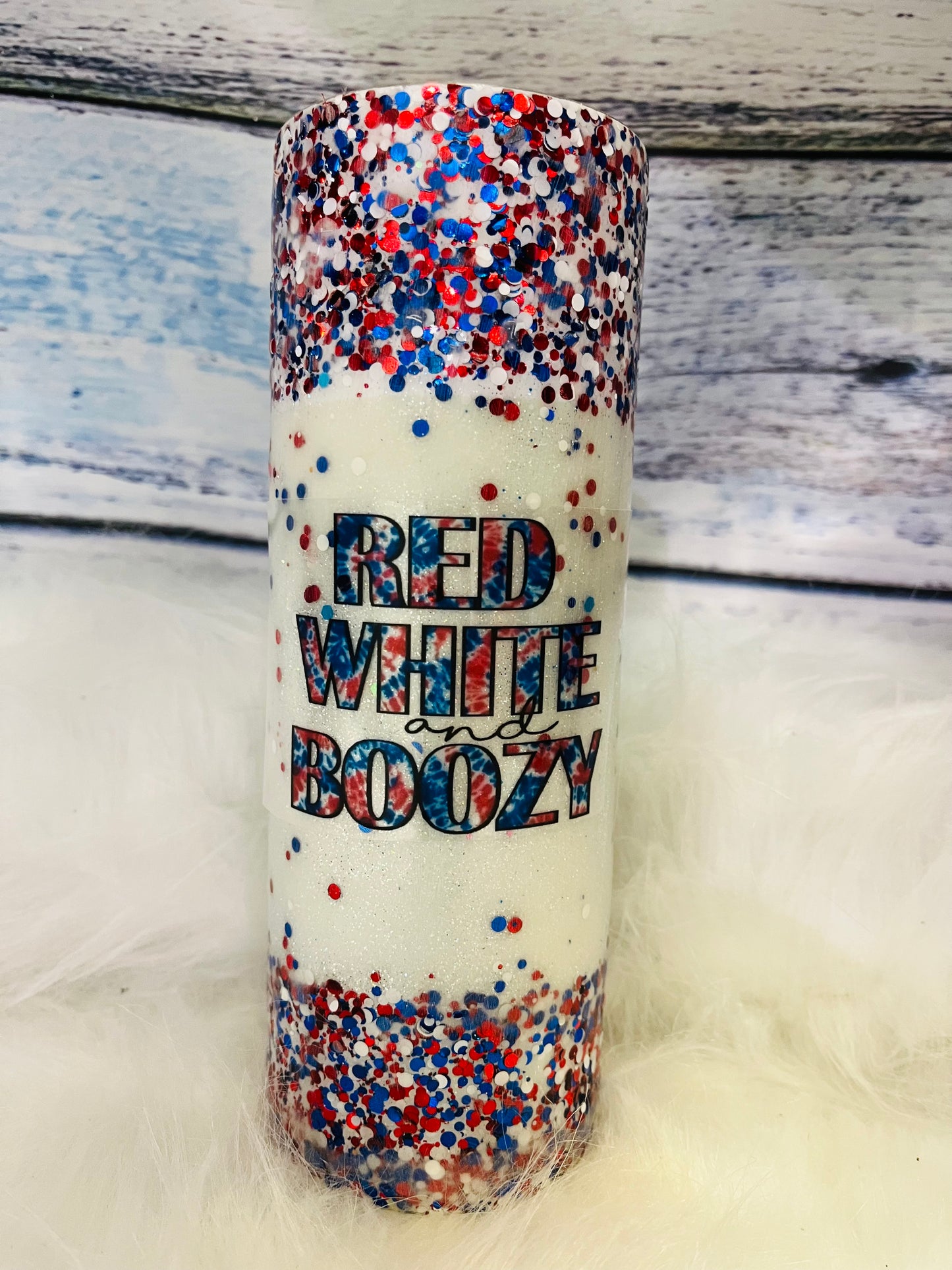 Patriotic glitter epoxy tumbler