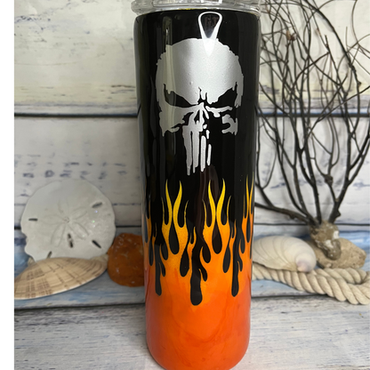 Harley Davidson with flames epoxy tumbler