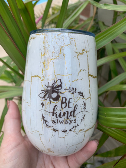 Bee Kind crackle epoxy tumbler