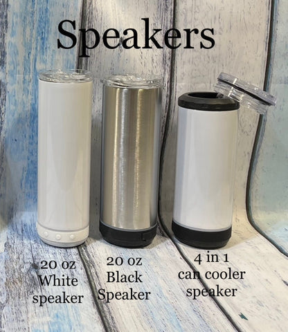 Glitter beach tumbler with speaker