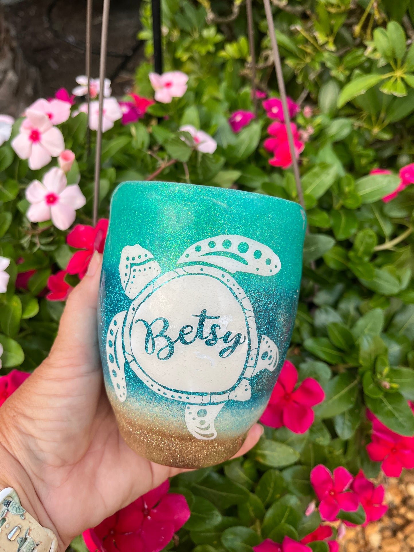 Sea turtle  #2 Glitter beach epoxy tumbler