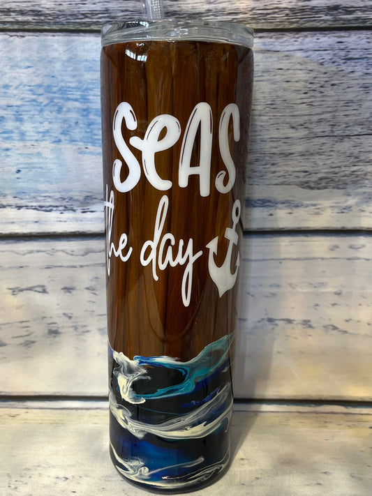 Seas the day (anchor) shipwrecked epoxy tumbler