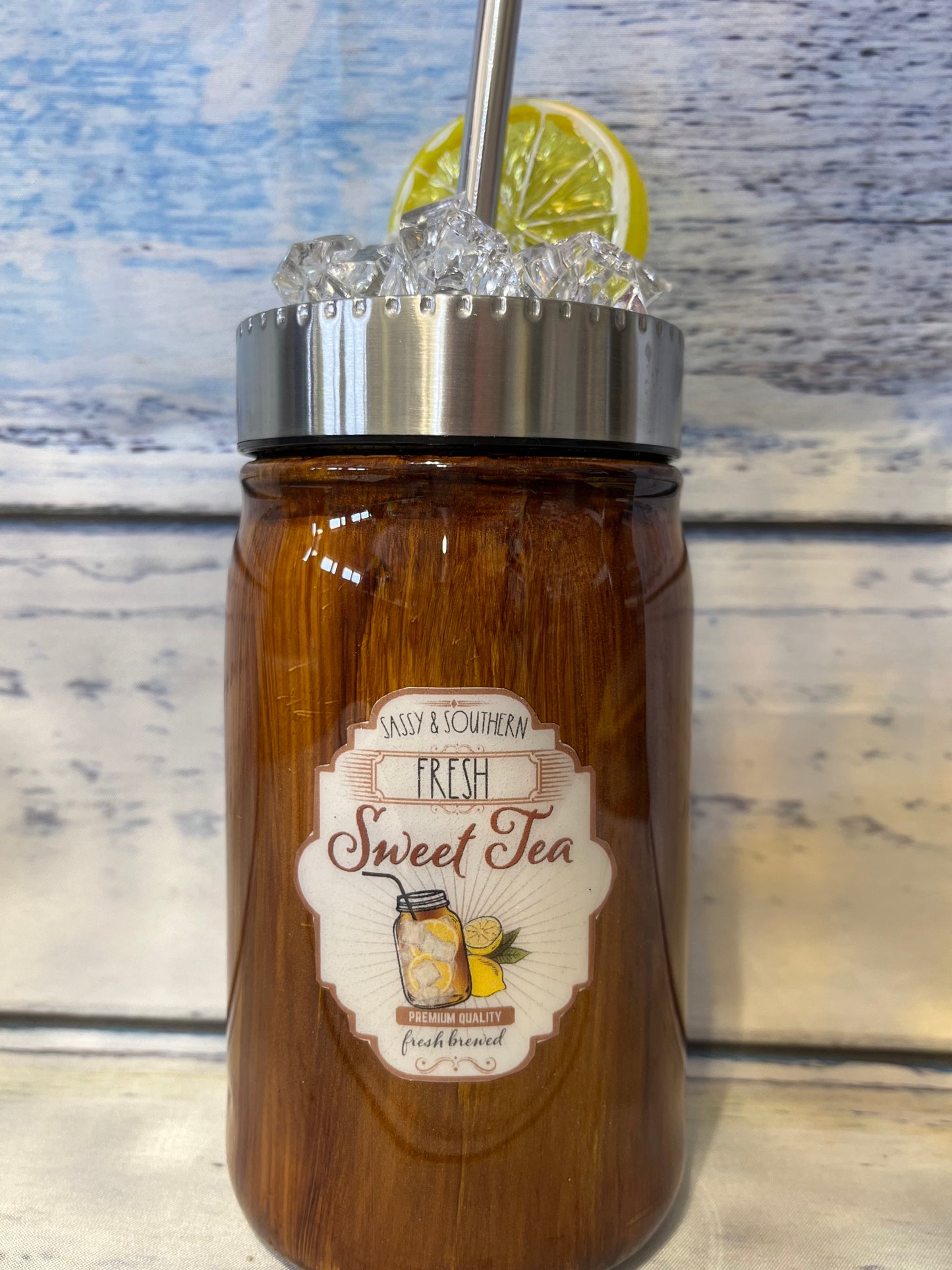 Sweet Tea mason glitter epoxy tumbler