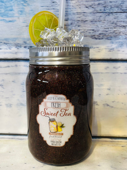 Sweet Tea mason glitter epoxy tumbler