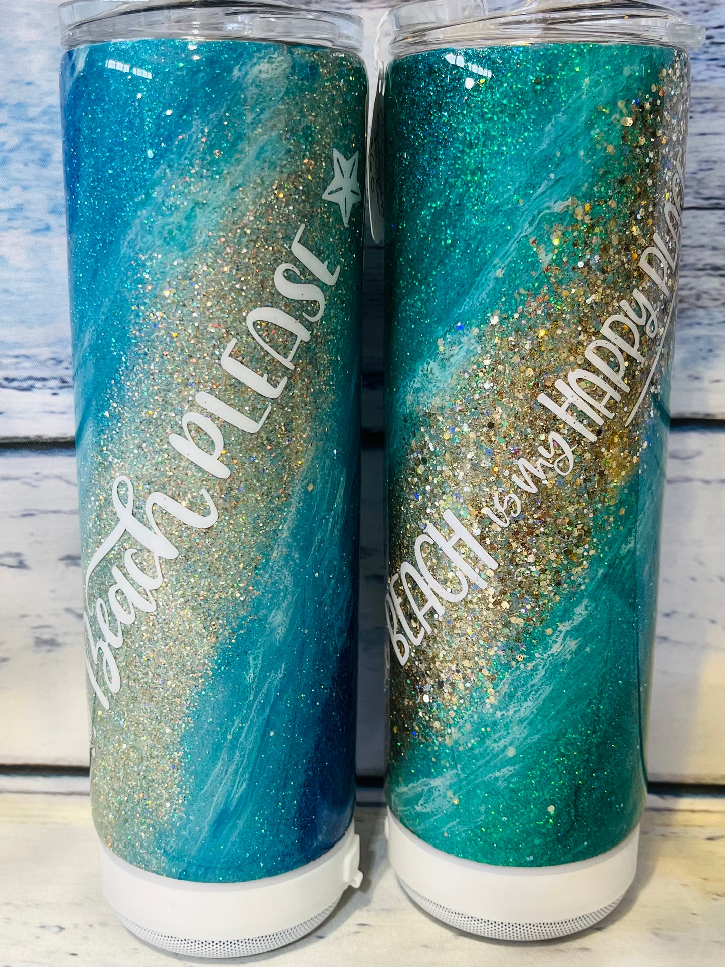 Milky Way style Glitter beach epoxy tumbler