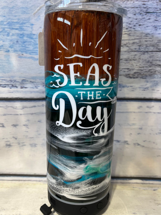 Seas the day ship (sun rays) wrecked epoxy tumbler