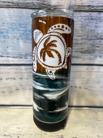 Sea turtle ship wrecked epoxy tumbler