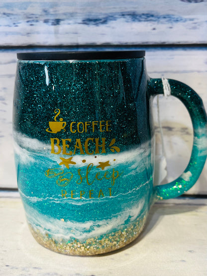 beach coffee mug epoxy tumbler