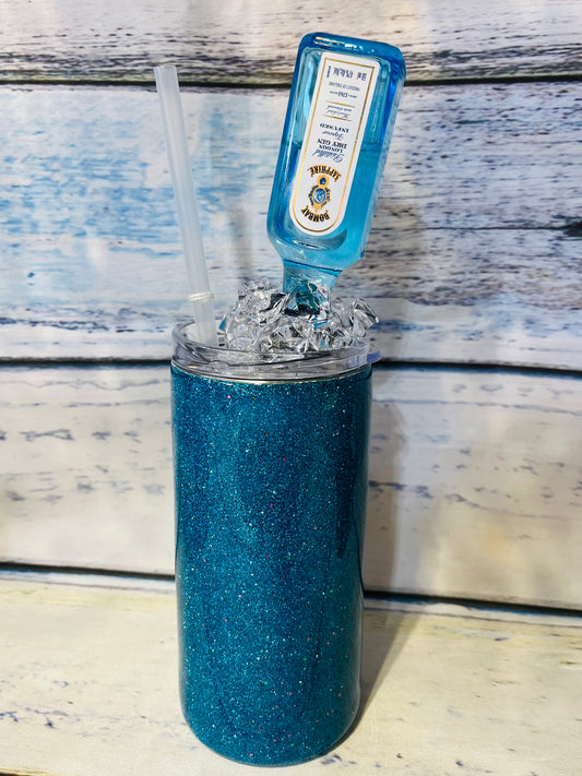 Bombay Sapphire gin topper glitter epoxy tumbler