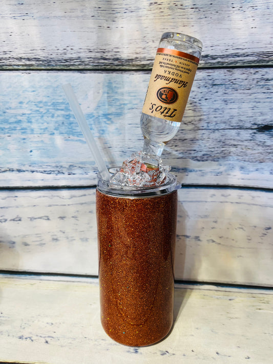 Tito's vodka topper glitter epoxy tumbler