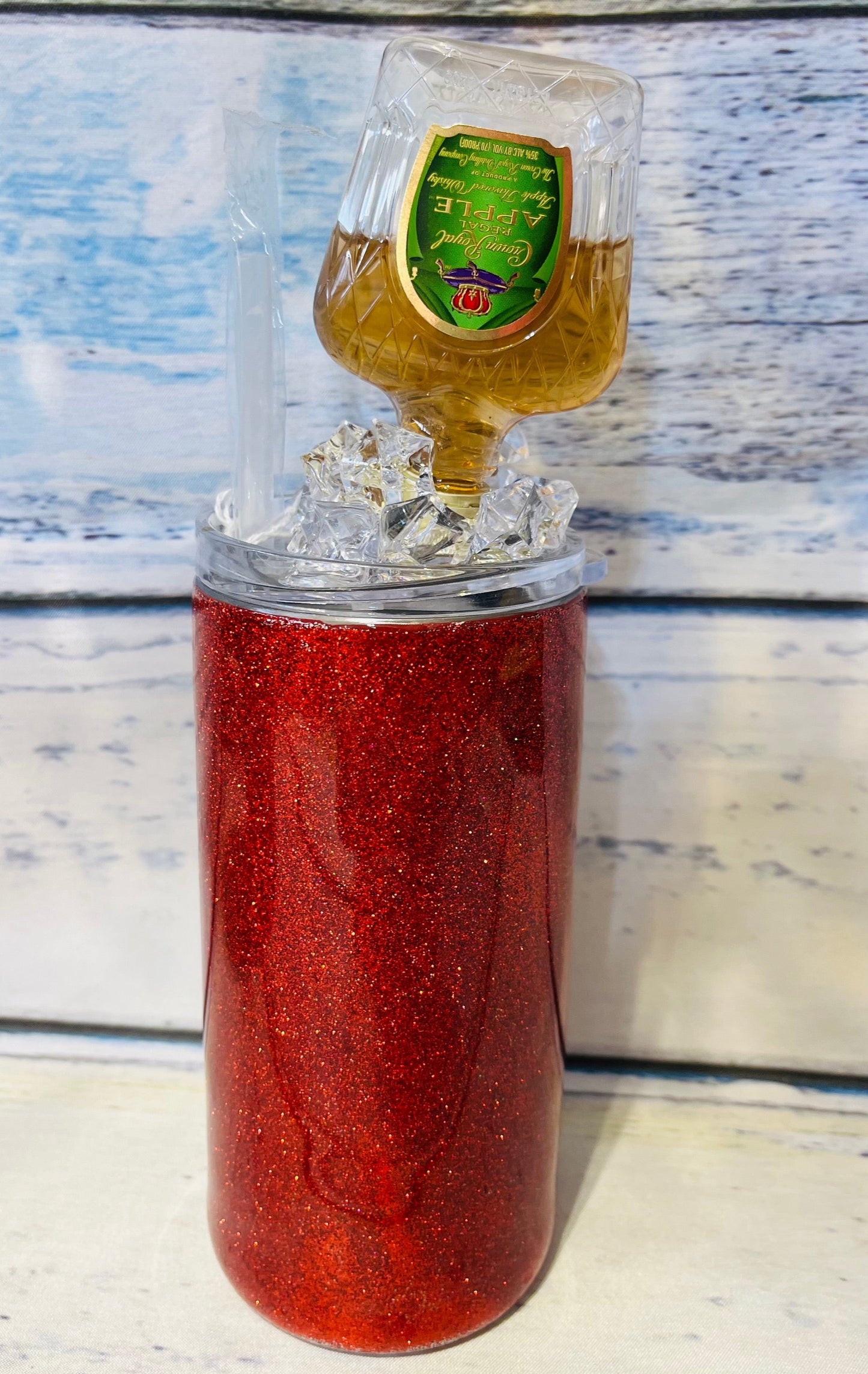 Crown Royal apple topper glitter epoxy tumbler