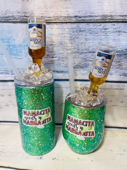 Mamacita needs a margarita  topper glitter epoxy tumbler