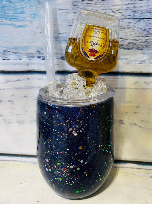 Crown Royal whiskey topper glitter epoxy tumbler