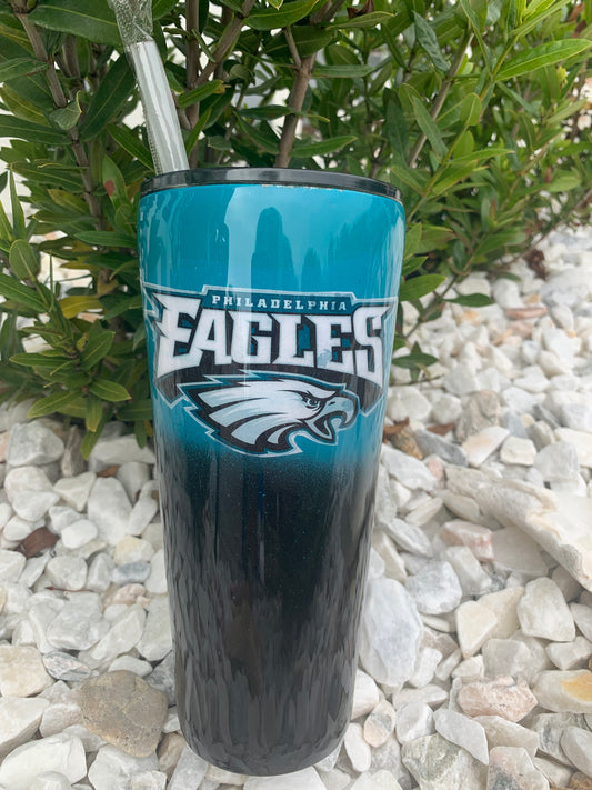 Ombre sports team epoxy tumbler