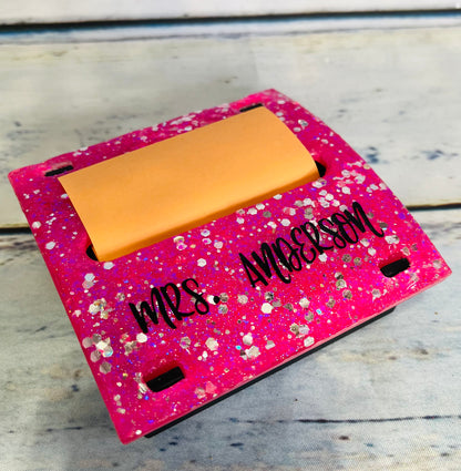 Custom glitter epoxy note dispenser