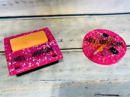 Custom glitter epoxy desk coaster