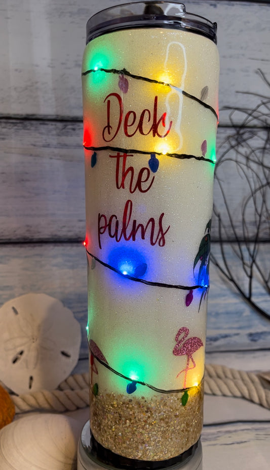 Deck the Palms Light up Christmas epoxy tumblers