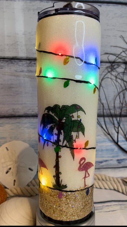 Deck the Palms Light up Christmas epoxy tumblers