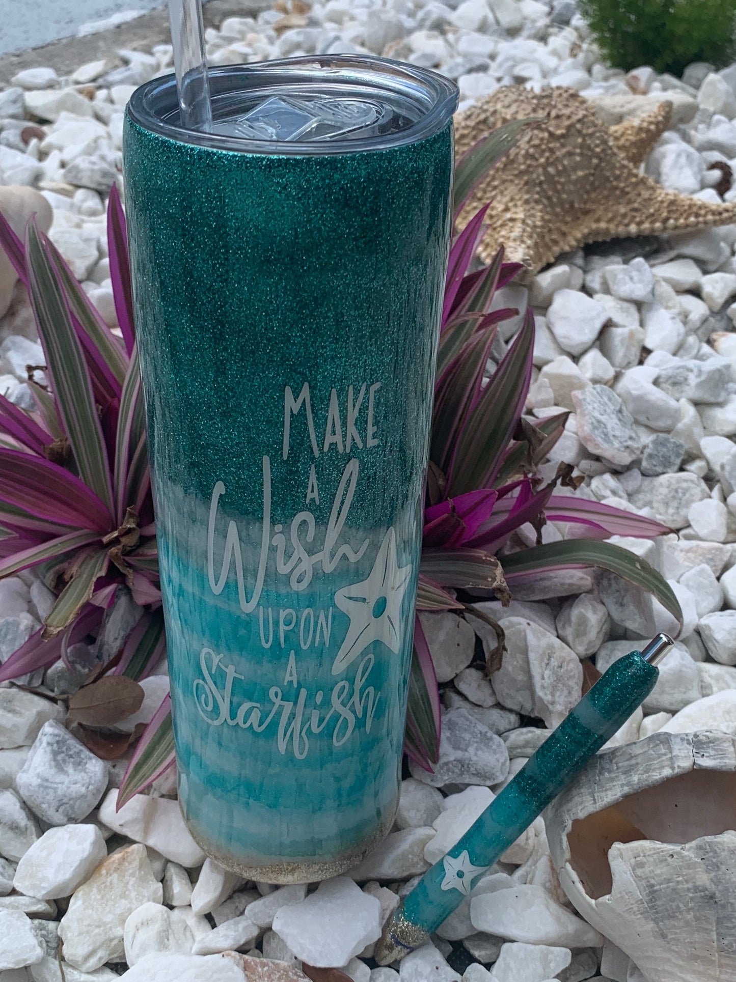 Make a wish upon a starfish Glitter beach epoxy tumbler