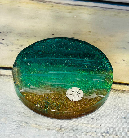 Custom beach epoxy desk coaster