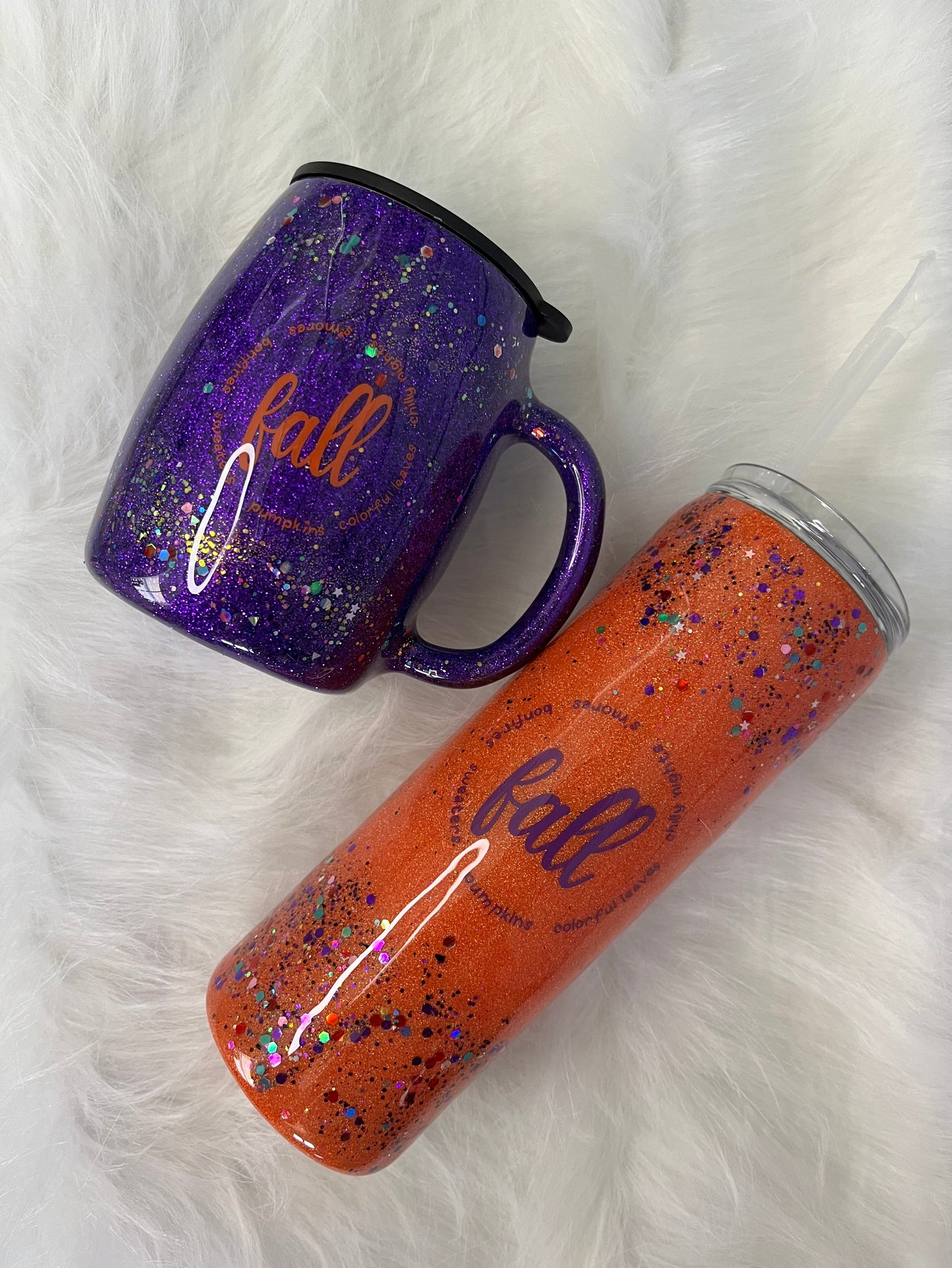 fall glitter epoxy tumbler