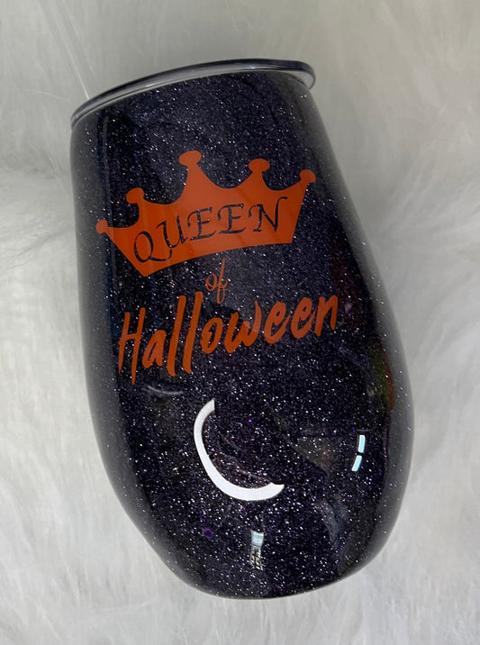 queen of Halloween  glitter epoxy tumbler