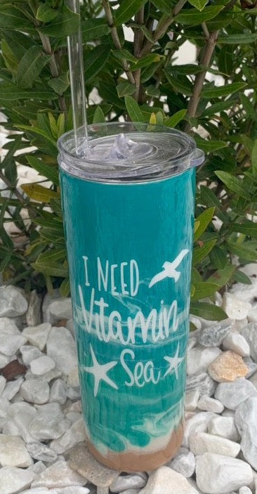 I need vitamin sea Glitter beach epoxy tumbler