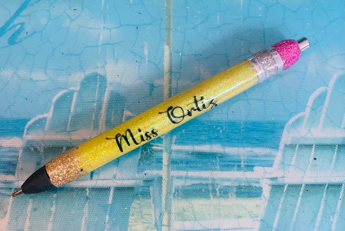 teacher pencil custom glitter epoxy pens