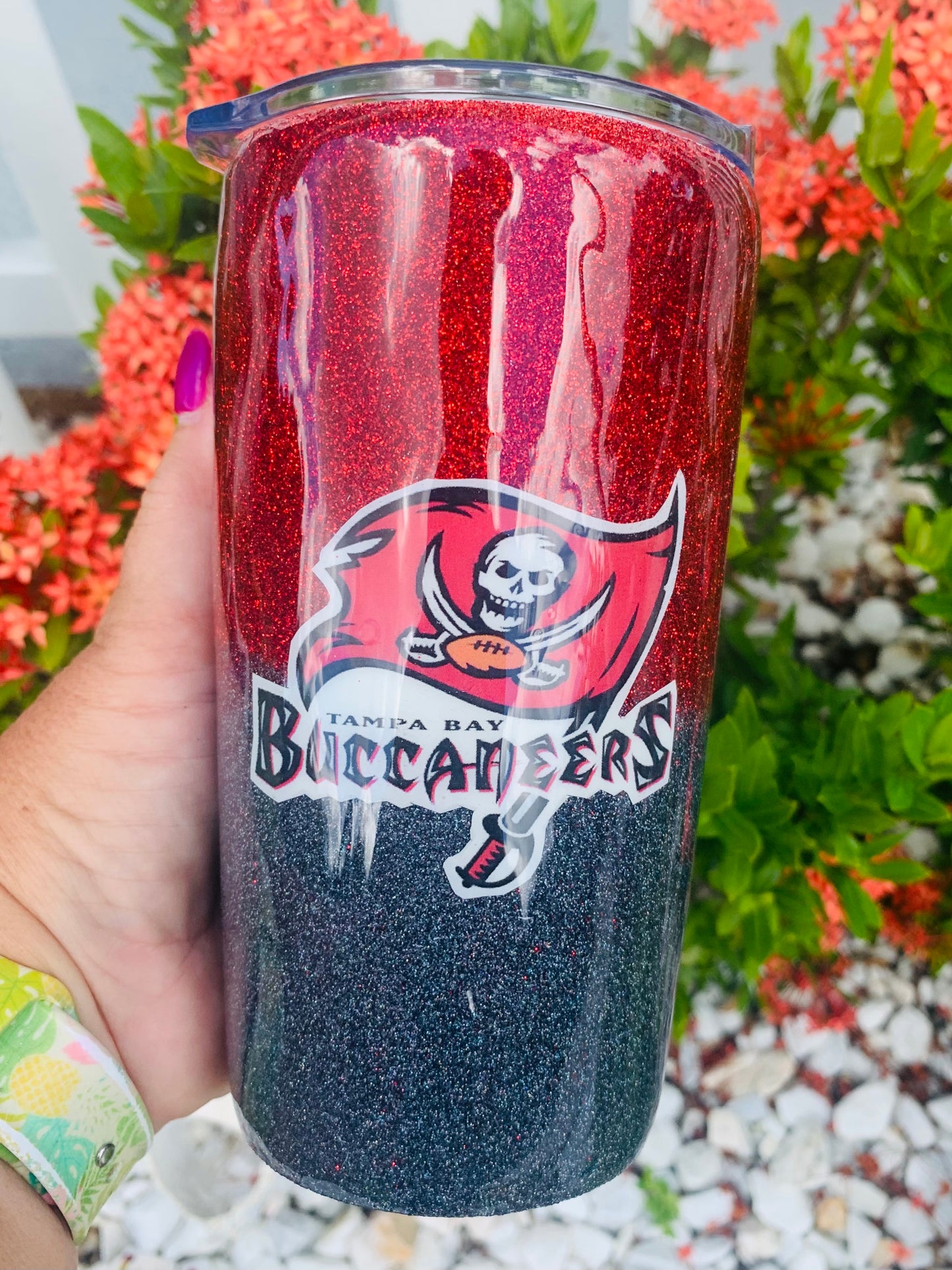 Ombre sports team epoxy tumbler