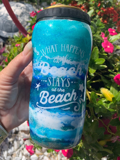 What happens on the beach stays on the beach Glitter beach epoxy tumbler